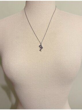 Silver-Tone Dolphin Pendant Necklace with Abalone Shell Inlay – Ocean Inspired